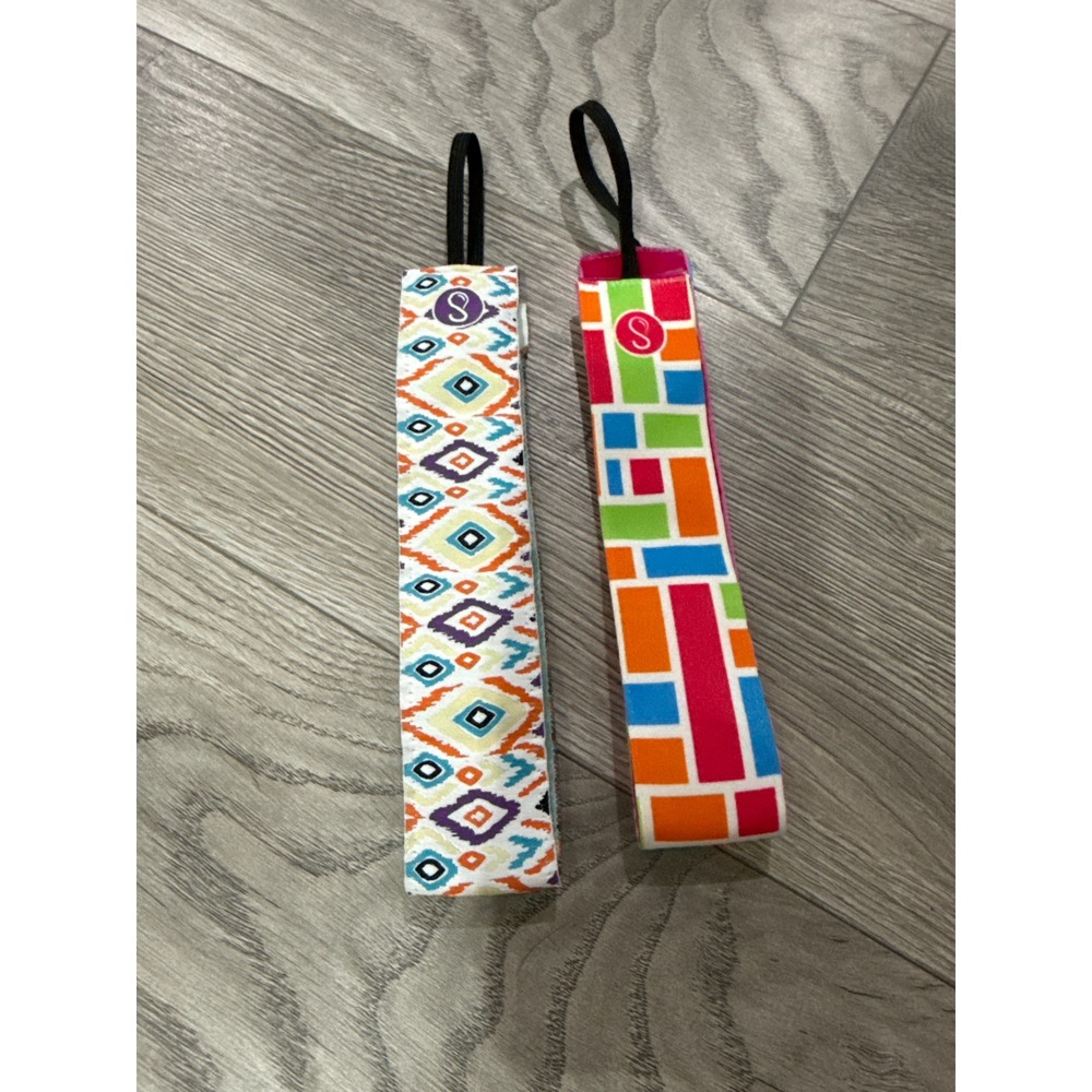 Sweaty Bands Non-Slip Headbands Set of 2 Geometric Multicolor Velvet Lined